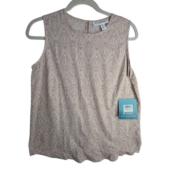 Coolibar SzM NWT beige white geometric design Tanktop Lightweight UPF50+ Outdoor - Picture 1 of 9